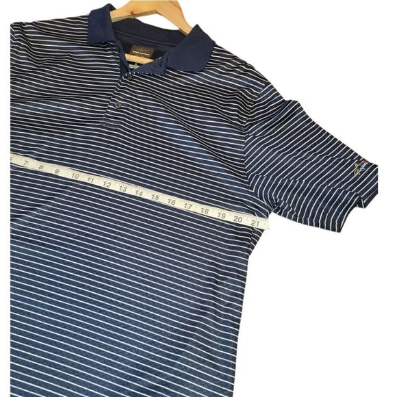 Greg Norman for Tasso Elba Mens Golf Polo Shirt Navy Blue White Play Dry L - Picture 6 of 8
